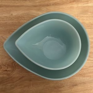 Fire King Delphite Blue Swedish Modern Teardrop MCM 2 Bowl Lot Vintage